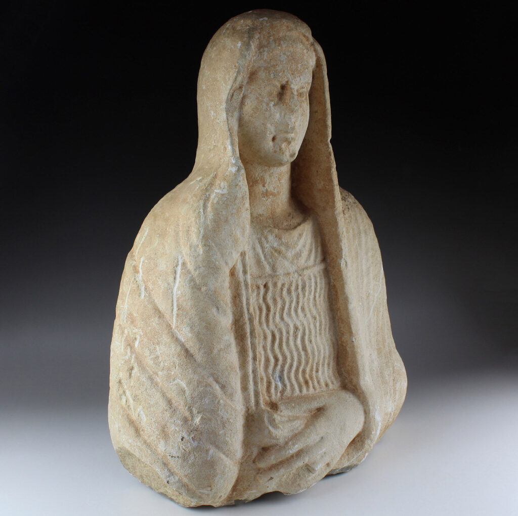 Byzantine portrait bust of a woman with a scroll for sale Byzantine