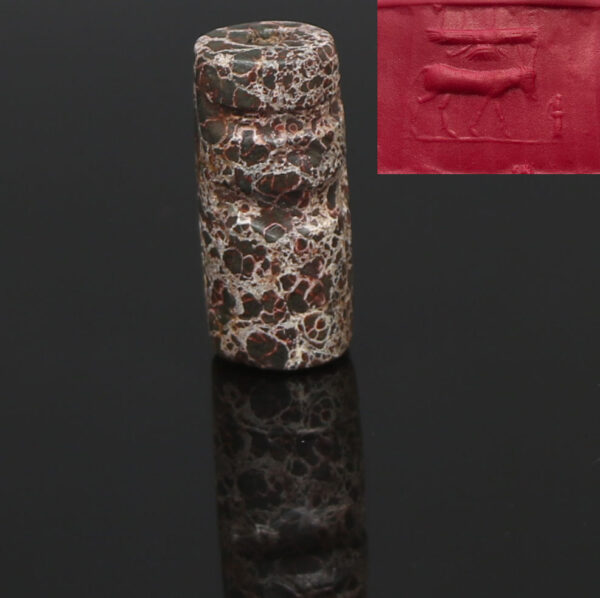 Iron Age, Achaemenid Empire cylinder seal depicting horse or donkey held by the god Ahuramazda