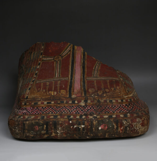 Egyptian painted cartonnage foot from a mummy sarcophagus