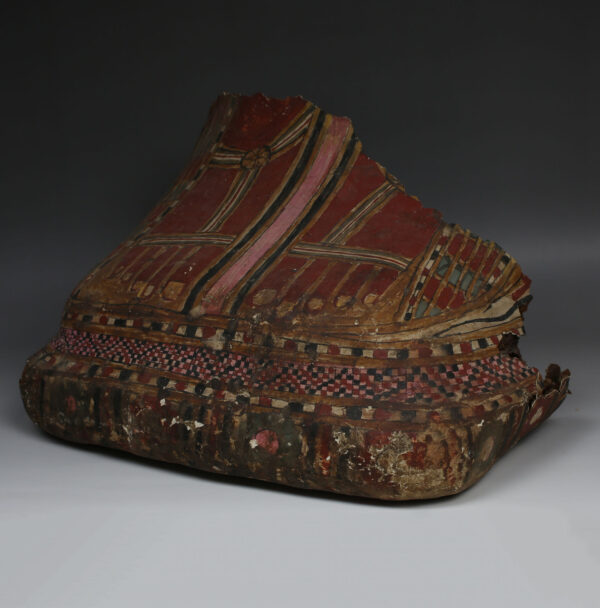 Egyptian painted cartonnage foot from a mummy sarcophagus