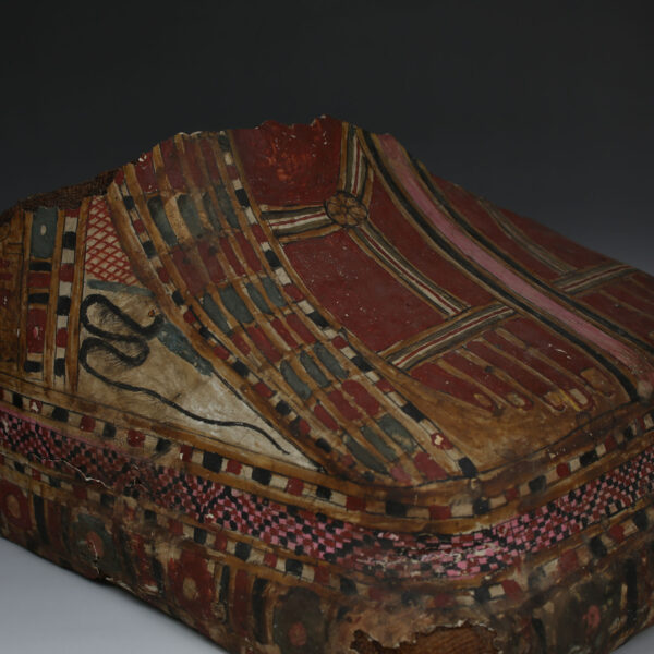 Egyptian painted cartonnage foot from a mummy sarcophagus